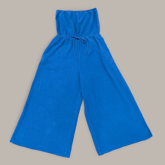 Aerie Royal Blue Gauzy Strapless Jumpsuit with Pockets - Medium - Picture 5 of 10